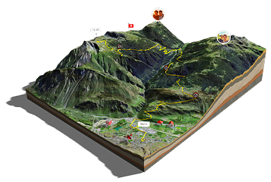 Example of a selected location rendered as a detailed 3D map